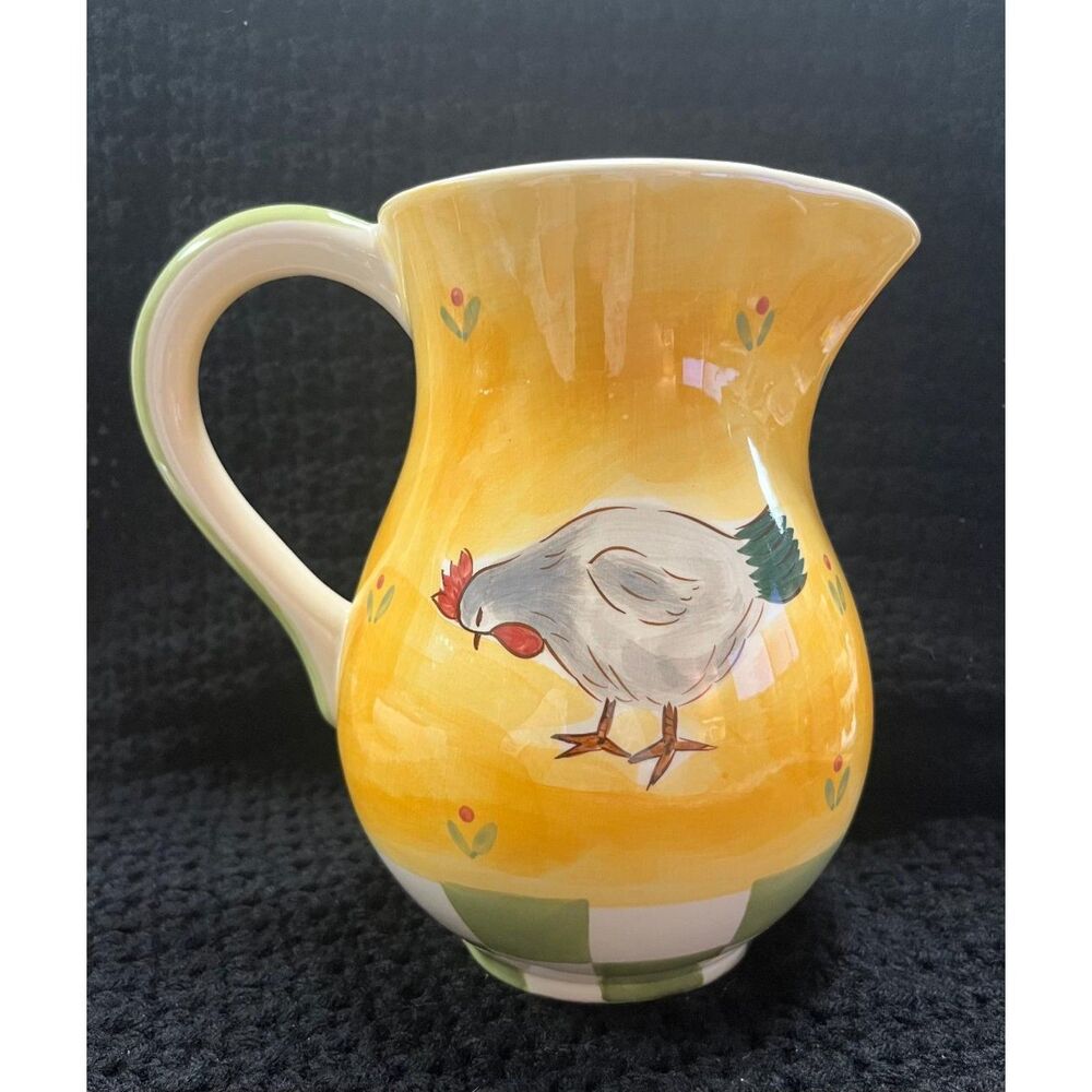 Herman Dodge & Son Vintage Hand Painted Marianne Vinich Rooster Ceramic Pitcher
